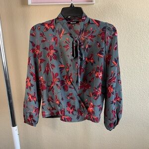 Madewell Womens Winter Orchid‎ Silk Tie Neck Wrap Top Size XS